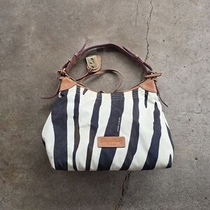 Dooney & Bourke Vintage Black White Zebra Handbag Purse Tote